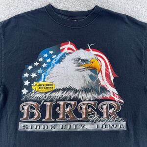 Vintage 2007 Sioux City Iowa Biker Nights Eagle T-Shirt Size L USA